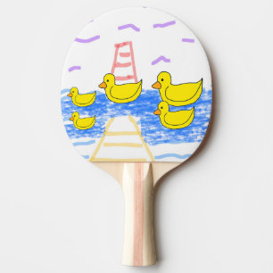 Raquete De Ping Pong Pier Amarelo do Farol da Família de Patos Amarelo