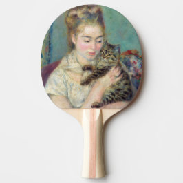 Raquete De Ping Pong Pierre-Auguste Renoir - Mulher com gato