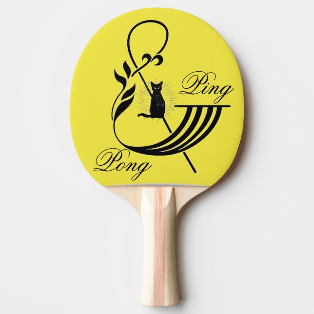 Raquete De Ping Pong Ping Amarelo Divertido e Pino Pong (Frente)