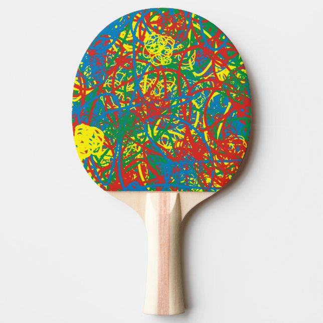 Raquete De Ping Pong Ping Azul Amarelo Verde Amarelo, Cinza Quente Colo (Frente)