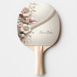 Raquete De Ping Pong Ping Pong com Enfeites Florais e Pérolas