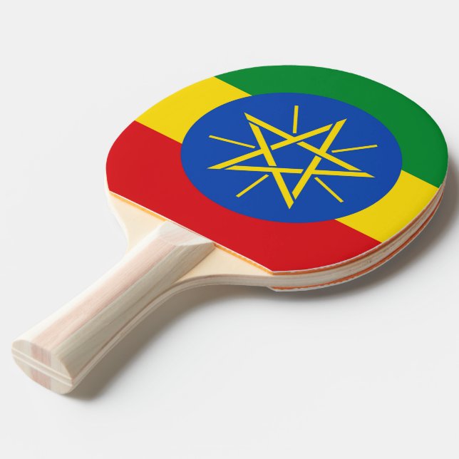 Raquete De Ping Pong Ping pong paddle com bandeira da Etiópia (Frente inclinada)