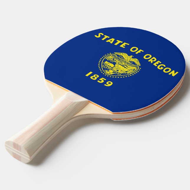 Raquete De Ping Pong Ping pong paddle com bandeira do Estado de Oregon, (Frente inclinada)