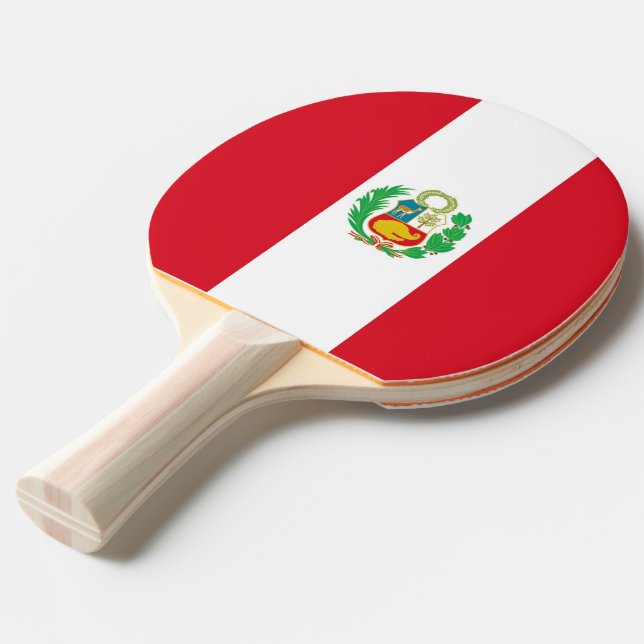 Raquete De Ping Pong Ping pong paddle com bandeira do Peru (Frente inclinada)