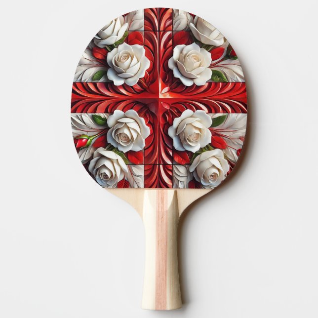 Raquete De Ping Pong Ping pong paddle com Design de Rosa inglês (Verso)