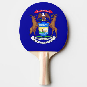 Raquete De Ping Pong Ping pong paddle com Flag de Michigan, EUA
