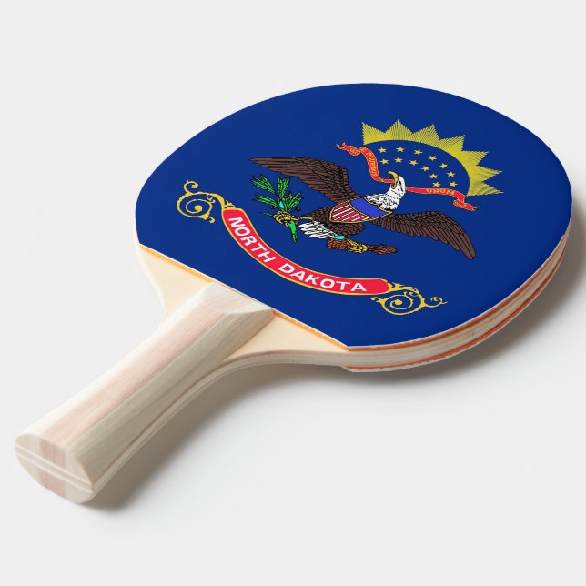 Raquete De Ping Pong Ping pong paddle com Flag of North Dakota, EUA (Frente inclinada)