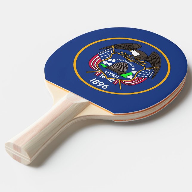 Raquete De Ping Pong Ping pong paddle com Flag of Utah, EUA (Frente inclinada)