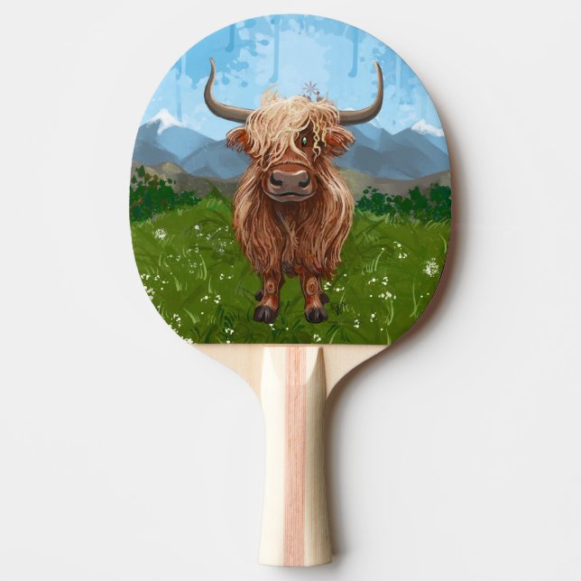 Raquete De Ping Pong Ping Pong - Vaca Highland (Frente)
