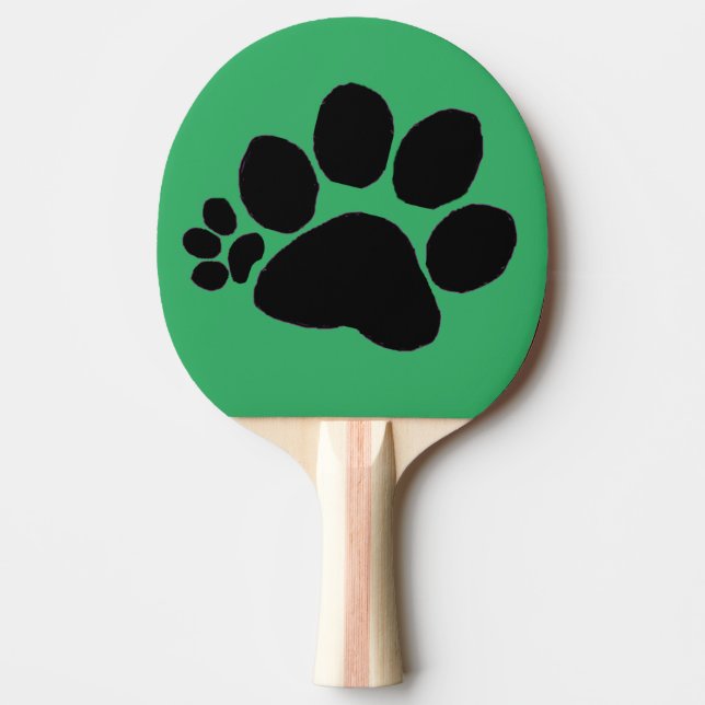 Raquete De Ping Pong Pingpong Paddle - Pawprint Polydactyl em Verde (Frente)