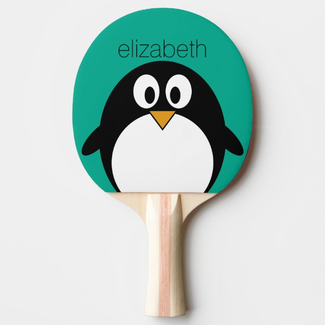 Raquete De Ping Pong Pinguim-esmeralda e preto (Frente)