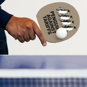 Raquete De Ping Pong Pinguins Antigos Protestam Contra Tarifas Engraçad