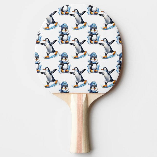 Raquete De Ping Pong Pinguins - Design (Frente)