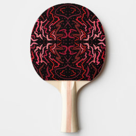 Raquete De Ping Pong Pink And Red Dots And Squiggles Pattern On Black