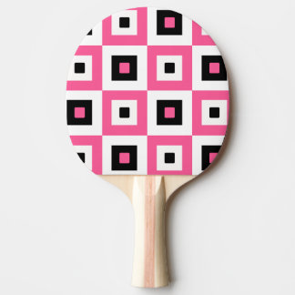Raquete De Ping Pong Pink Black and White Checkered Squares Pattern
