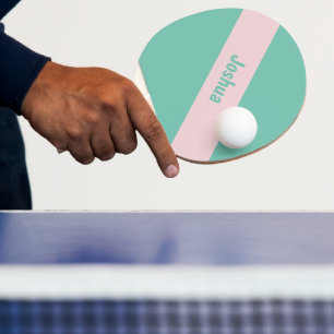 Raquete De Ping Pong Pink Chic e Nome Personalizado Verde