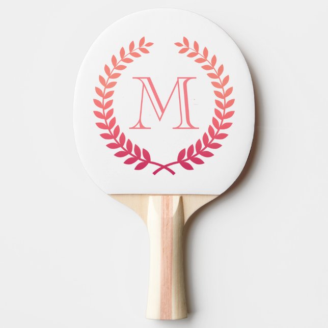 Raquete De Ping Pong Pink Laurel Wreath Monogram (Frente)
