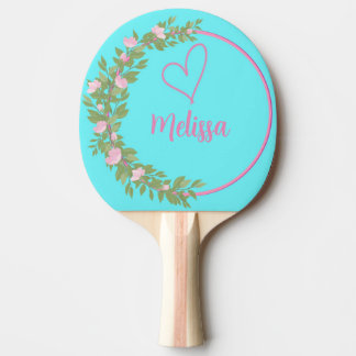 Raquete De Ping Pong Pink Modern Script Girly Monogram Name