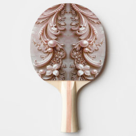 Raquete De Ping Pong Pink Ornate Pearl and Floral Ping Pong Paddle