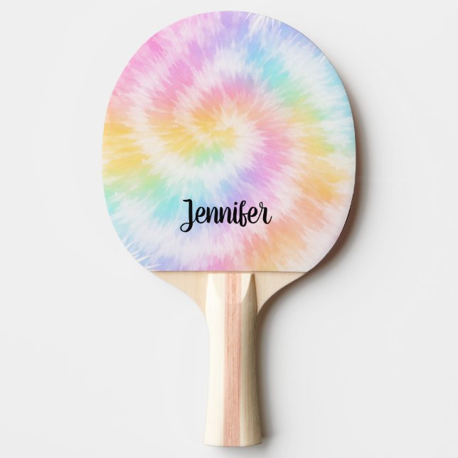 Raquete De Ping Pong Pink Pastel Tie Dye Girly Chic                     (Frente)