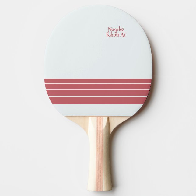 Raquete De Ping Pong Pink Retro Stripes and Text on Minimalist (Frente)