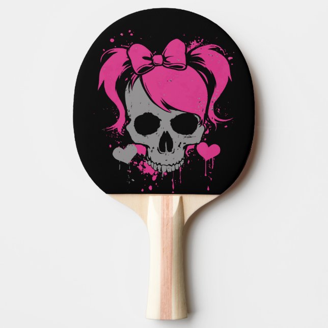 Raquete De Ping Pong Pink Skull Girl – Dark Cute Style (Frente)