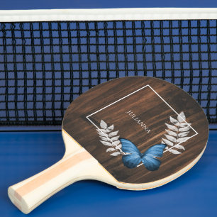 Raquete De Ping Pong Pino do Pino do Pino da Borboleta Azul Rústica