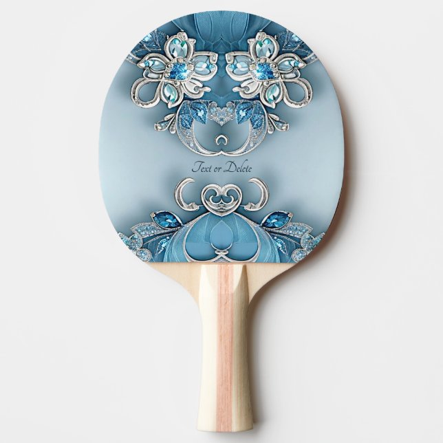 Raquete De Ping Pong Pino Floral do Ping Ornamentado Azul