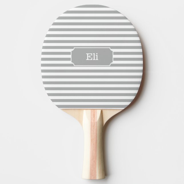 Raquete De Ping Pong Pino Pino de Stripe de Cinza Personalizado (Frente)