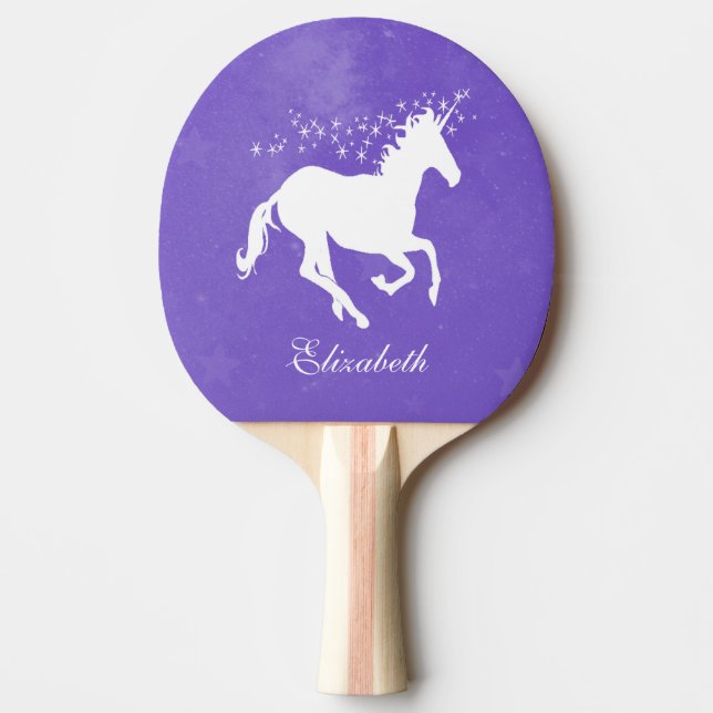 Raquete De Ping Pong Pino Pino Pino Personalizado do Unicórnio Roxo (Frente)