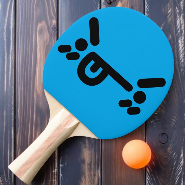 Raquete De Ping Pong Pino Pong Azul Com Cara Irritada (Criador carregado)