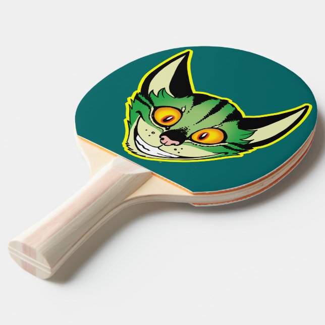 Raquete De Ping Pong Pino Pong Fluorescente de Gato (Frente inclinada)
