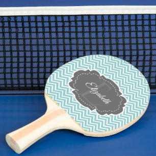 Raquete De Ping Pong Pino Pong Personalizado do Teal Chevron