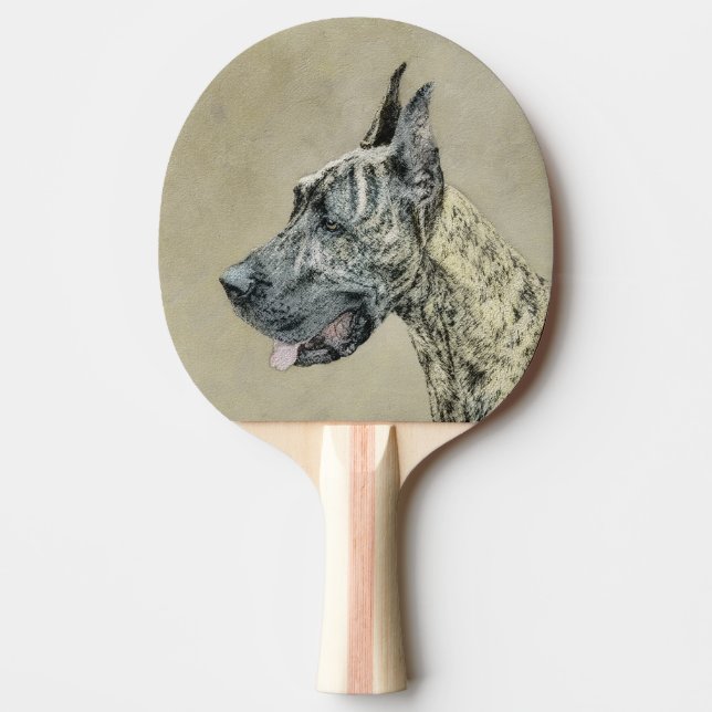 Raquete De Ping Pong Pintura com o Grande Dane (Brindle) - Arte Canina  (Frente)