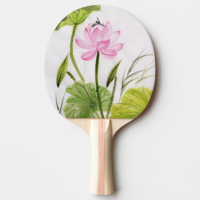Raquete De Ping Pong Pintura da aguarela da flor de Lotus 2 (Frente)