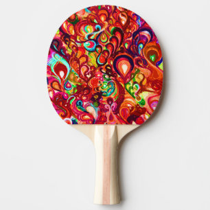 Raquete De Ping Pong Pintura de abstrato coloração branca e colorida