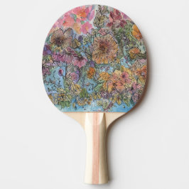 Raquete De Ping Pong Pintura de Aquarela de Jardim Flor Boho