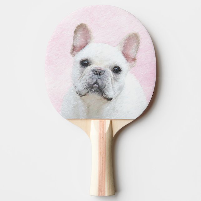 Raquete De Ping Pong Pintura de Bulldog Francês (Cream/Branco) - Arte C (Frente)