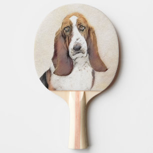 Raquete De Ping Pong Pintura de Cachorro Basset - Arte de Cachorro Orig