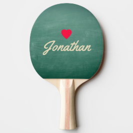Raquete De Ping Pong Pintura de Giz Verde Antigo Coração Assinatura