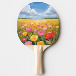 Raquete De Ping Pong Pintura de Paisagem de Campo de Flores