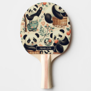 Raquete De Ping Pong Pintura de Panda Bonita e Sem Costura