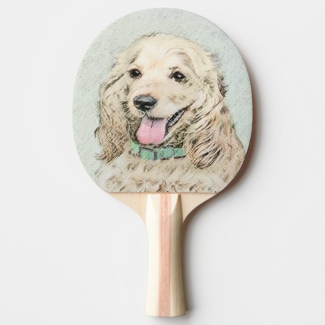 Raquete De Ping Pong Pintura do Cocker Spaniel Buff - Arte Original par (Frente)
