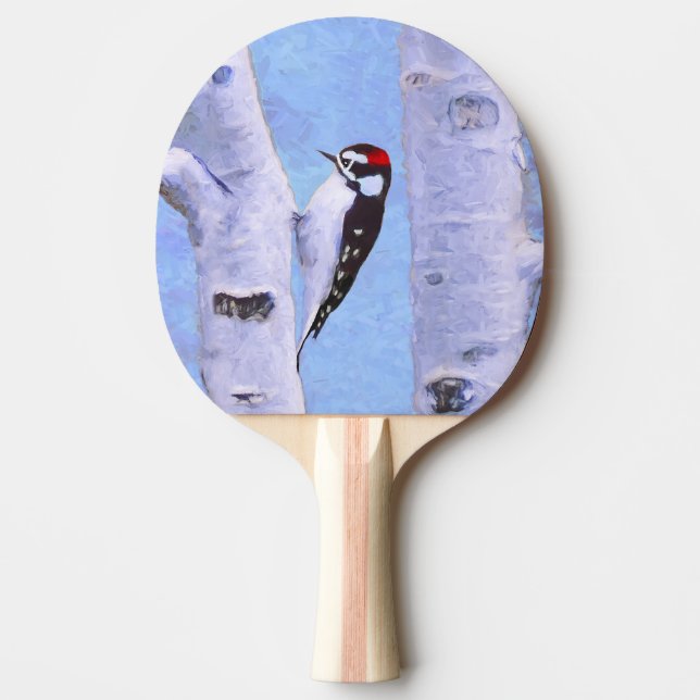 Raquete De Ping Pong Pintura do Pica-Pau Downy - Arte Original (Frente)