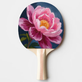 Raquete De Ping Pong Pintura em Aquarela Floral de Flor Rosa