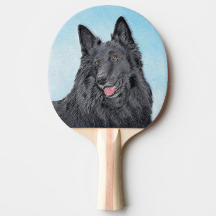Raquete De Ping Pong Pintura em Sheepdog Belga - Arte em Cachorro Origi
