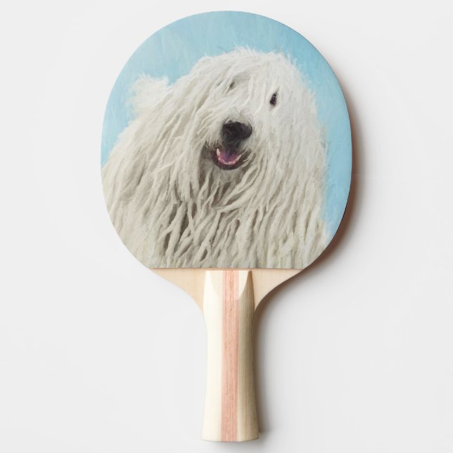 Raquete De Ping Pong Pintura Komondor - Arte Cachorra Original (Frente)