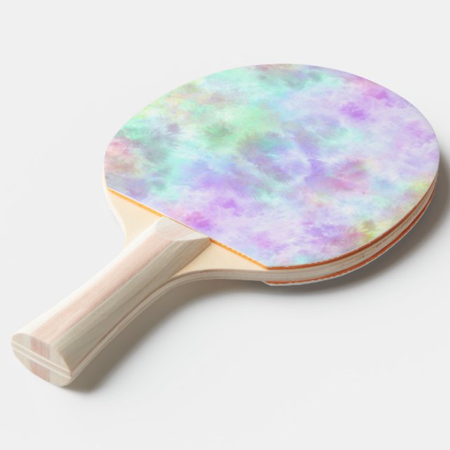 Raquete De Ping Pong Pintura por Aquarela do Pastel Rainbow Tie-Dye (Frente inclinada)