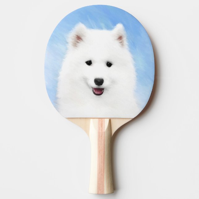 Raquete De Ping Pong Pintura Samoyed Puppy - Arte Cachorra Original (Frente)