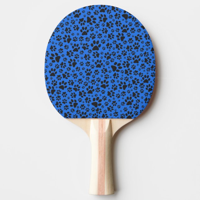 Raquete De Ping Pong Pinturas de cães Bolinhas preto e branco em azul-t (Frente)